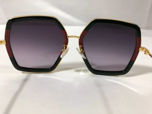 Authentic New Gucci GG106S Aviator Sunglasses in Green/Red Grey Lenses