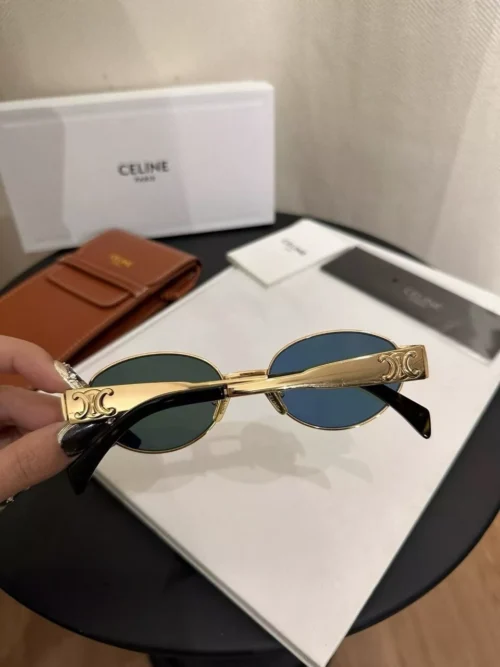 CELINE TRIOMPHE SUNGLASSES CL40235U 30N GOLD w/GREEN LENS - Image 3