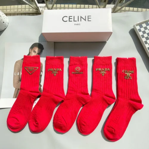 PRADA CELINE BALENCIAGA Socks Packaging [One box of five pairs] - Image 2