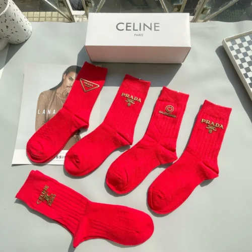 PRADA CELINE BALENCIAGA Socks Packaging [One box of five pairs] - Image 4